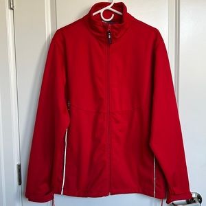 US Basics Soft Shell Jacket sz Large Men’s Full Zip Red Microsoft Branding Light
